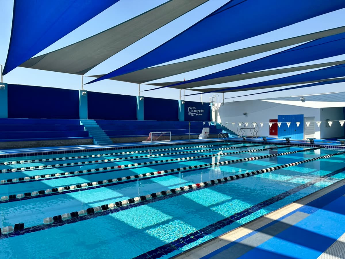 The pool used by Fitness Champs at Universal American School, Dubai